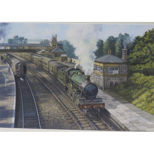 437 - George Heiron (1929 - 2001) 'No 4906 Bradford Hall Leaving Torquay with a Stopping Train For Paignto... 