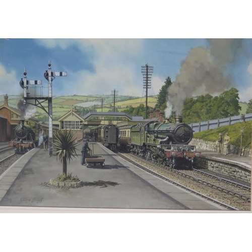 449 - George Heiron (1929 - 2001), Original Signed Painting of 'Brent Station in the Summer of 1949' with ... 