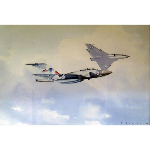 453 - Eric. H. Day (1900 - 1995), Fighter Jets 1988, Watercolour, Signed, 50 x 35cm, F&G