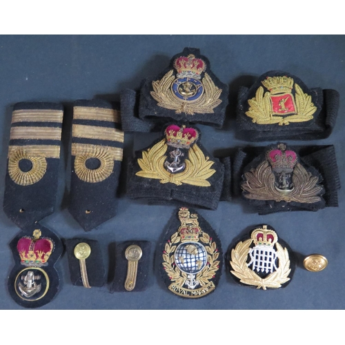 461 - A Collection of Royal Navy and RFA Cloth Badges and bosun's whistle