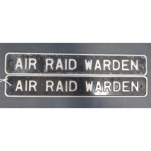 477 - Two Air Raid Warden Plaques, 33.5cm long