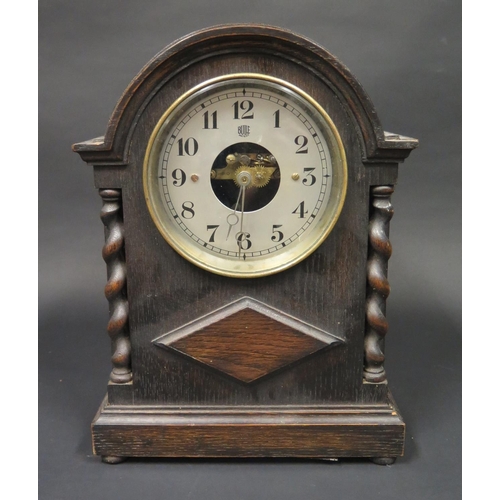 526 - A BULLE Oak Cased Battery Operated Clock, 32cm high