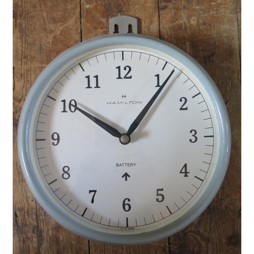 544 - A WWII Period HAMILTON Military Battery Operated Electric Wall Clock with 9