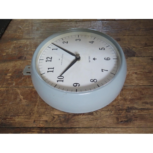 544 - A WWII Period HAMILTON Military Battery Operated Electric Wall Clock with 9