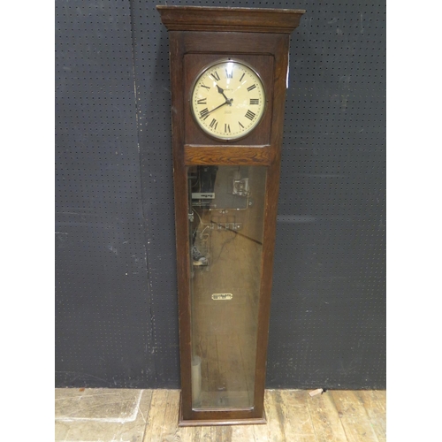 554 - A MAGNETA Oak Cased Master Clock, 140cm high