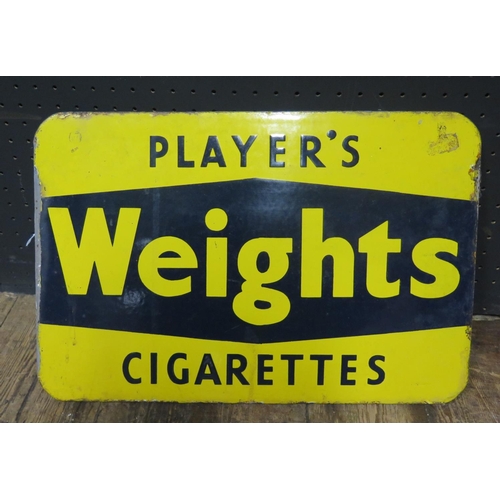 583 - A Player's WEIGHTS Cigarettes Double Sided Enamel Sign, 42x28cm

PHONE IN 10