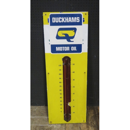 585 - A DUCKHAMS Motor Oil Enamel Wall Thermometer, 95x33cm