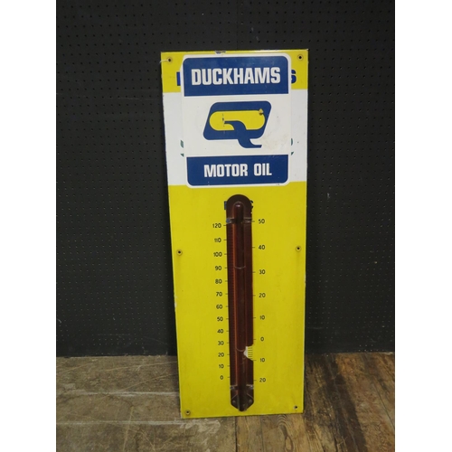 585 - A DUCKHAMS Motor Oil Enamel Wall Thermometer, 95x33cm