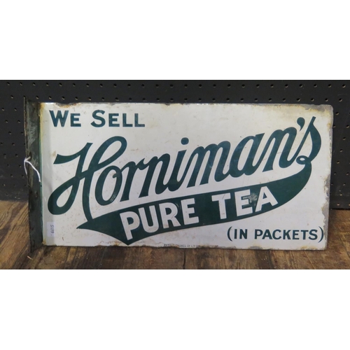 586 - 'WE SELL Horniman's PURE TEA (IN PACKETS)' Double Sided Enamel Advertising Sign, 40x20cm