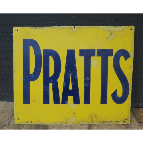 590 - A PRATTS Enamel Advertising Sign by FRANCO SIGNS, London, 55x46cm