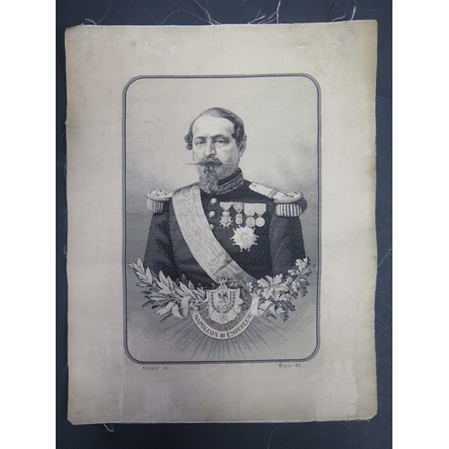 623b - A Rare Black and White Jacquard Silk Woven Portrait of Napoleon III. Lower half of the portrait is o... 