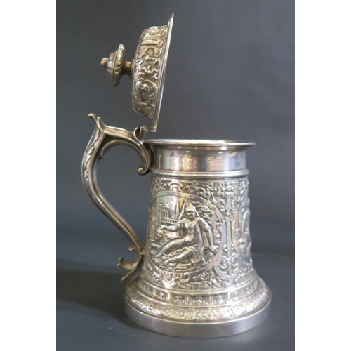 999 - A 19th Century Electroplated Silver Tankard decorated with scenes entitled _ NOLVI, SOLERTIA & PATEN... 