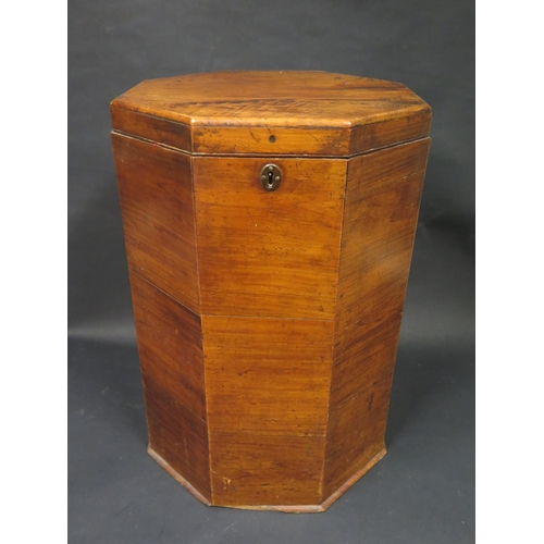 484 - A 19th Century Mahogany Hexagonal Cellarette with military lock, 53cm tall