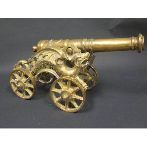 506a - A Heavy Brass Table Canon, c.45cm long, 12060g