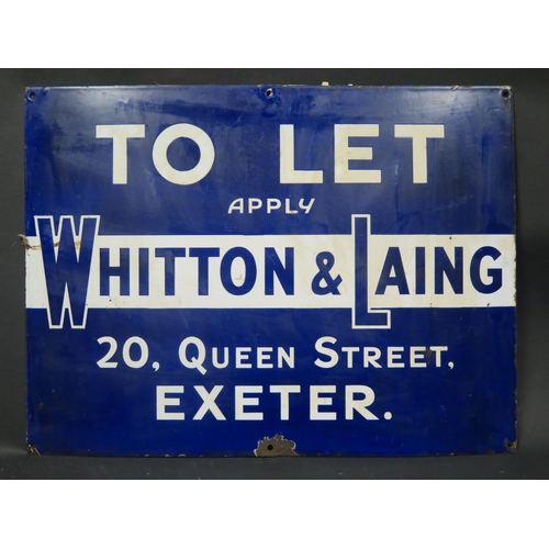 593A - A WHITTON & LAING 20, QUEEN STREET, EXETER. TO LET Enamel Sign, 61x46cm