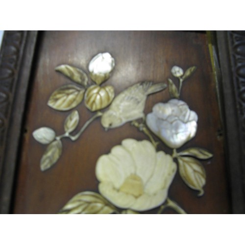 1145 - A Japanese Meiji Period Ivory and Mother of Pearl Plaque decorated with a blossoming branch and bird... 