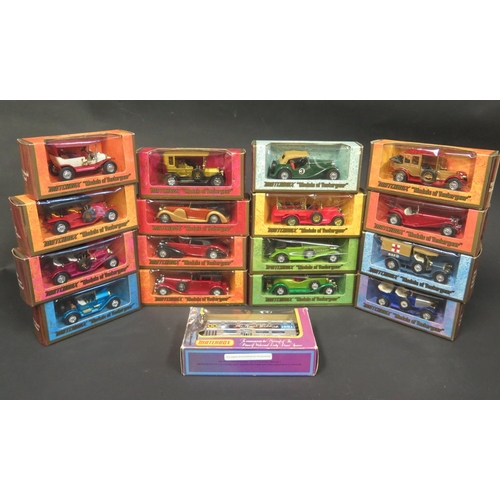 1797 - Sixteen Matchbox Models of Yesteryear Early to Mid Seventies in wood texture boxes and Superkings Bu... 