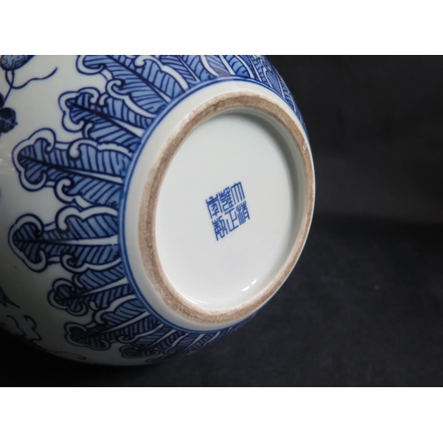 1017r - A Chinese Republican Period Blue and White Porcelain Double Gourd Vase painted with gourds, apocryph... 