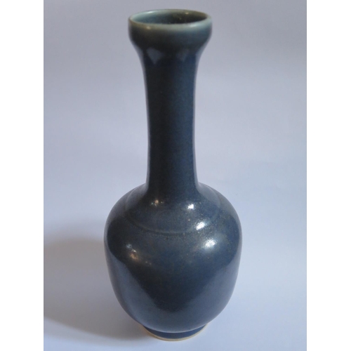 1019A - A 19th Century Chinese Mallet Shaped Vase with a mottled blue glaze, apocryphal Ming marks to the ba... 