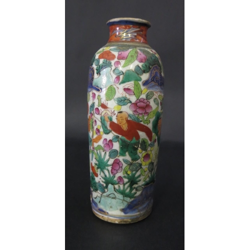 1034 - An 18th Century Chinese Famille Verte Vase, 18.5cm. A/F