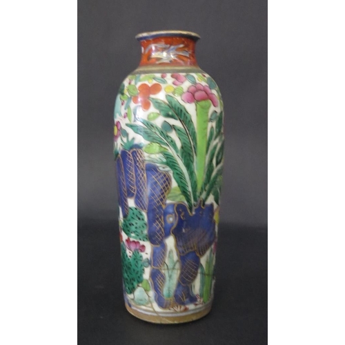 1034 - An 18th Century Chinese Famille Verte Vase, 18.5cm. A/F