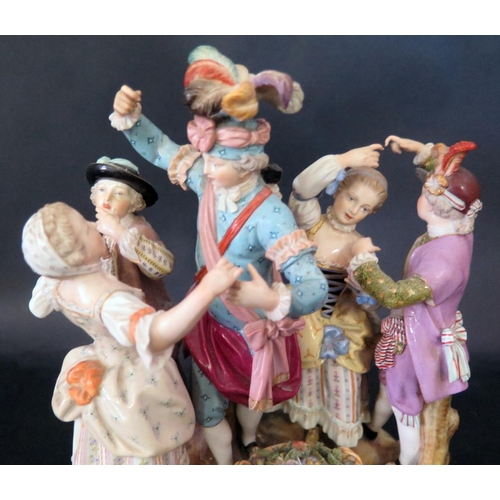 1068 - A Fine Meissen Porcelain Dancing Group of the Dance Master and Dancers, ca. 1870-80, crossed sword m... 