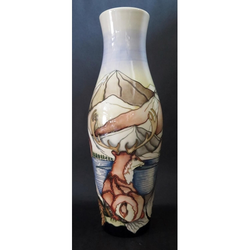 1138 - A Modern Moorcroft Highland Stags Vase, 120/16, Kerry Goodwin Catalogue Trial, 2013, 42cm