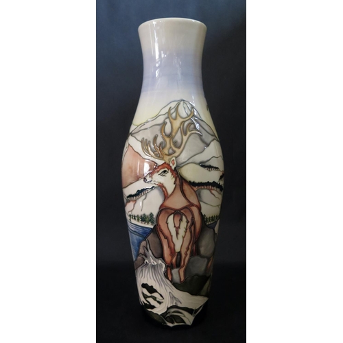 1138 - A Modern Moorcroft Highland Stags Vase, 120/16, Kerry Goodwin Catalogue Trial, 2013, 42cm