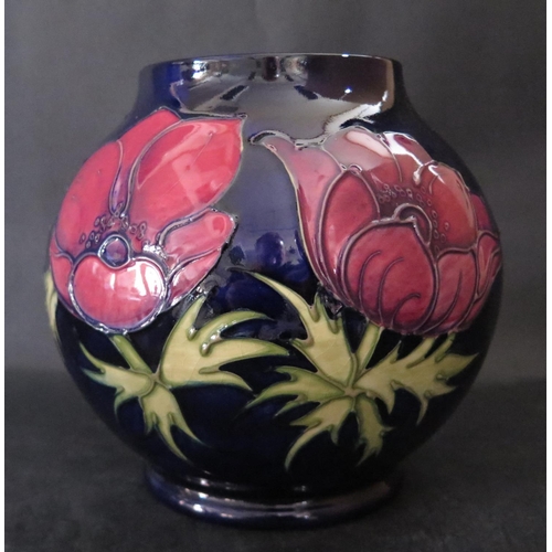 1181 - A Modern Moorcroft Anemone Blue Vase, RM2/6, Walter Moorcroft catalogue, 1989, 17cm