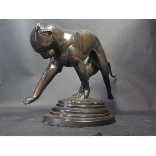 1195b - A Bronze Puma Sculpture, c. 42cm long