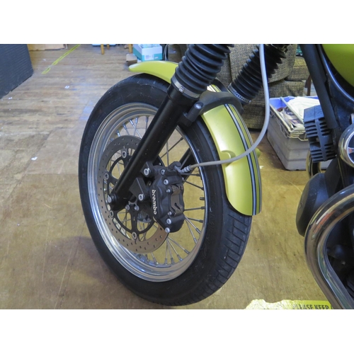 1220 - A MOTO GUZZI V7 CAFE 744cc Motorbike in gold. 1574 miles! _ WF11 KYV _  Quantock leather seat. NEW M... 