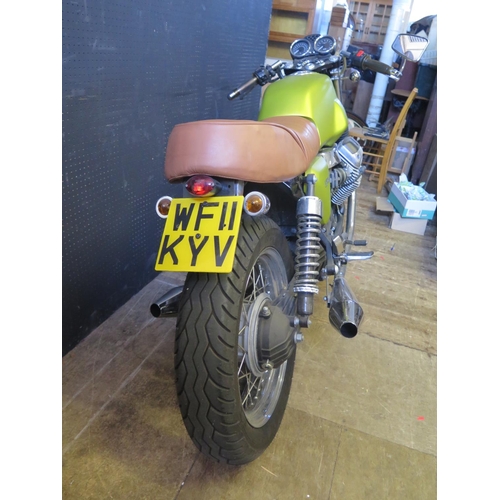 1220 - A MOTO GUZZI V7 CAFE 744cc Motorbike in gold. 1574 miles! _ WF11 KYV _  Quantock leather seat. NEW M... 