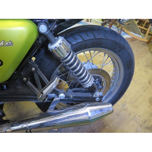 1220 - A MOTO GUZZI V7 CAFE 744cc Motorbike in gold. 1574 miles! _ WF11 KYV _  Quantock leather seat. NEW M... 