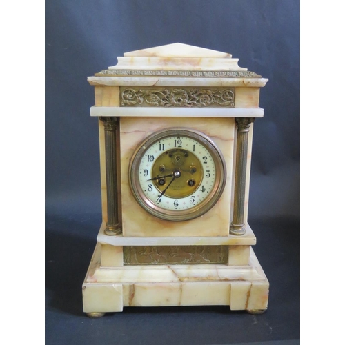 1224 - A Maple & Co. Onyx Striking Mantle Clock by S. Marti et Cie, movement no. 2725: 5.8, 134.5cm tall. A... 