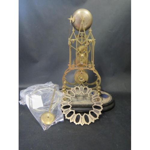 1226A - A 19th Century Single Fusee Skeleton Clock, 39cm tall. A/F