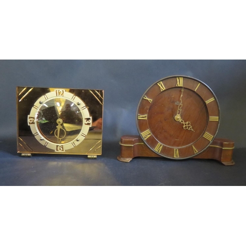 1227 - A Mirrored Rose Glass Mantle Clock (A/F) and one other (A/F)