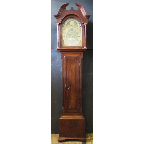 1228 - HENRY TRISTRAM of TAMWORTH Oak Longcase Clock with 8 day striking movement and moon phase arch top d... 