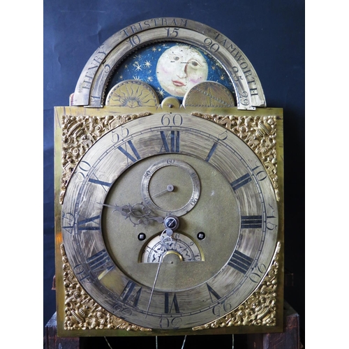 1228 - HENRY TRISTRAM of TAMWORTH Oak Longcase Clock with 8 day striking movement and moon phase arch top d... 