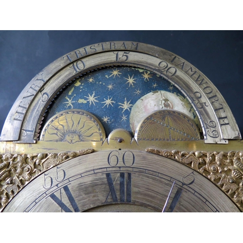 1228 - HENRY TRISTRAM of TAMWORTH Oak Longcase Clock with 8 day striking movement and moon phase arch top d... 