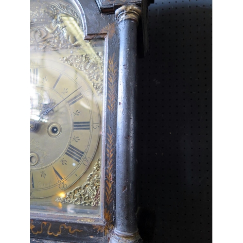 1230 - William Clement of Totnes _ A 17th/18th Century Longcase Clock with black japaned case and 8 day mov... 