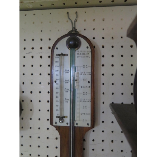 1233 - A 19th Century Mahogany Cased Stick Barometer by Abraham & Co. of 20 Lord St. Liverpool with ivory d... 