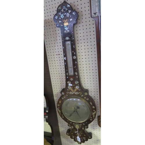 1234 - A Victorian Rosewood, Mother of Pearl and Abalone Inlaid Banjo Barometer by C. Cetti of Dudley, 99cm... 