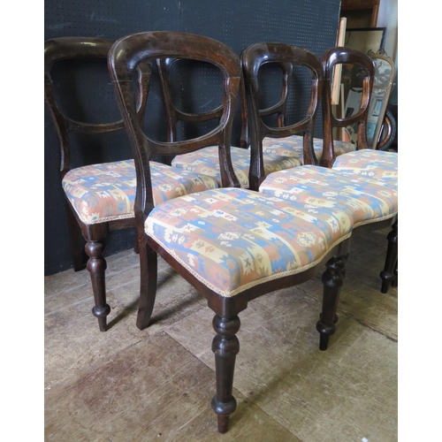 1259 - A Set of Six Victorian Oak Balloon Back Chairs