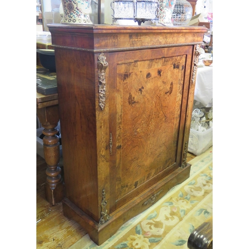 1261 - A Good Victorian Burr Walnut and Marquetry Inlaid Pier Cabinet with ormolu mounts, the quarter venee... 