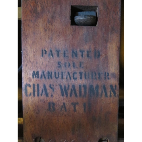 1276 - An Unusual Edwardian Patented Walnut Rise & Fall Duet Piano Stool by Chas. Wadman, printed name make... 