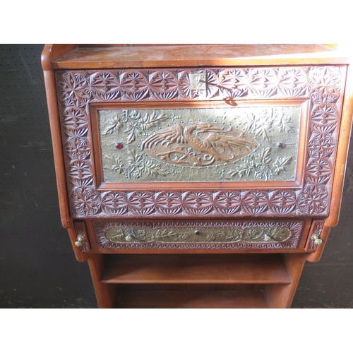 1276A - An Early 19th Century Walnut, Copper and Brass Mounted Student's Bureau decorated with a dragon and ... 