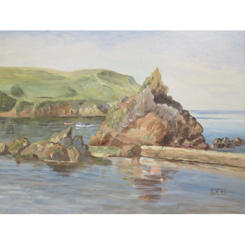 1315a - C.Y. Vine, Barney Bank Rock Hope 
Cove, oil on board, 39.5x29.5cm, framed