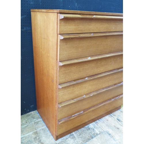 1349 - A 1960's Teak Chest of Six Drawers, 82(w)x97(h)x45(d)cm