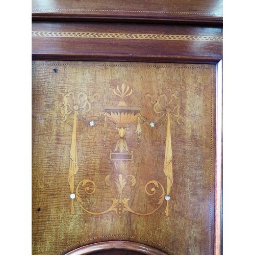 1374 - A Large Edwardian Mahogany and Marquetry Inlaid Triple Wardrobe, 186(w)x210(h)x59(d)cm