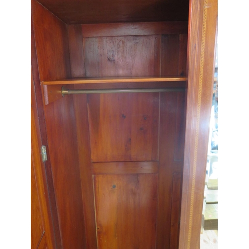 1374 - A Large Edwardian Mahogany and Marquetry Inlaid Triple Wardrobe, 186(w)x210(h)x59(d)cm